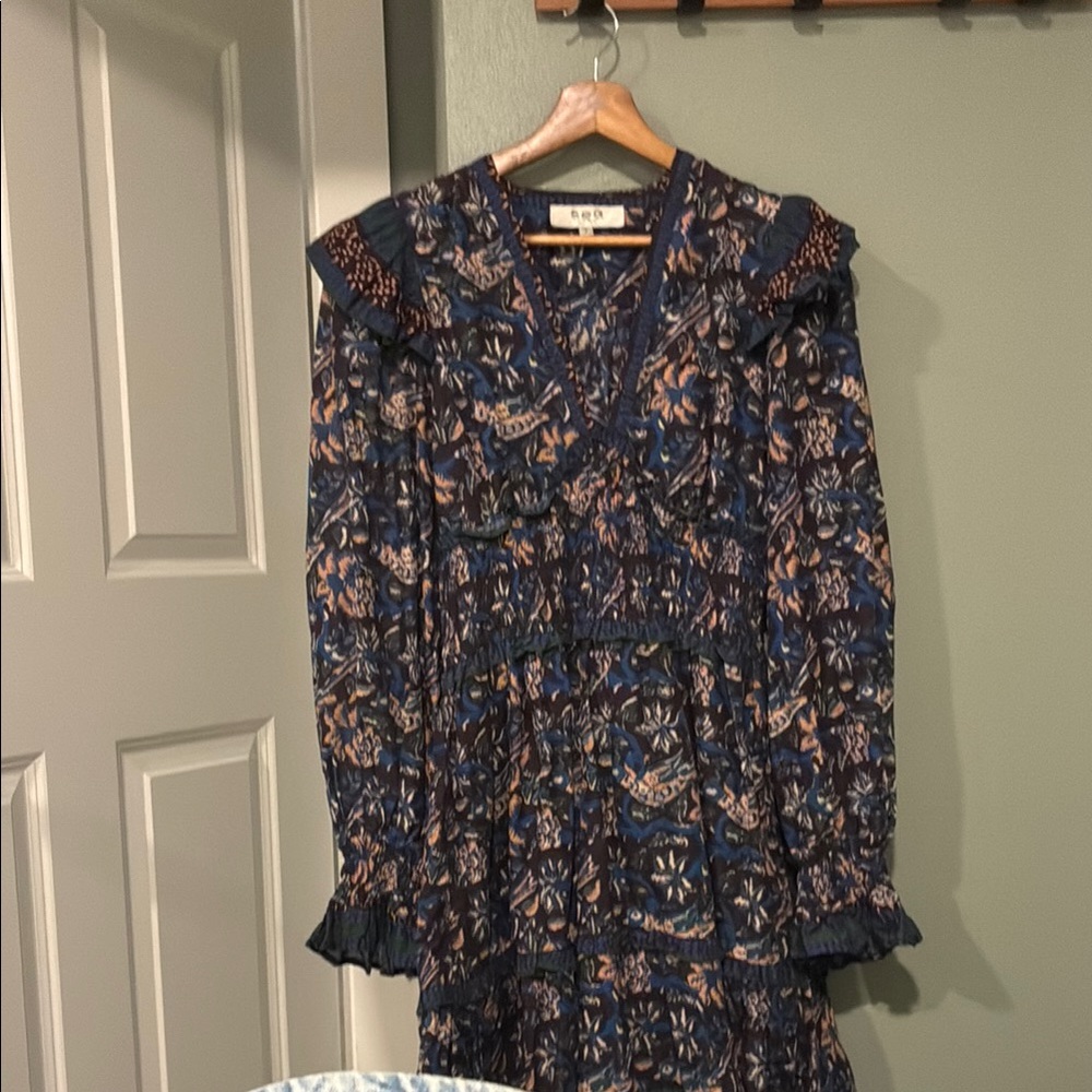 Sea New York Navy and Blush Floral Long-Sleeve Maxi Dress